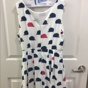 White Hedgehog Print Dress